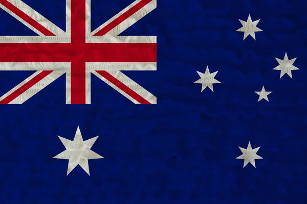 Hermosa bandera nacional de Australia sobre fondo suave textura de lana de punto fino lino ondulado — Foto de Stock