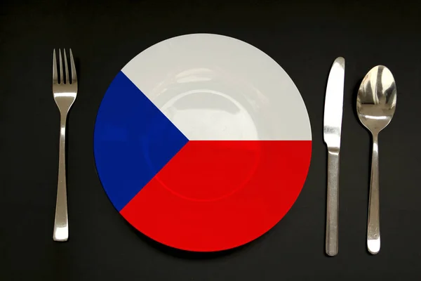 Placa con la bandera nacional de la República Checa, espacio para copias — Foto de Stock