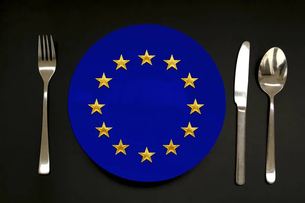 Номерной знак с флагом Европейского Союза, копировальное пространство — стоковое фото