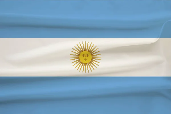 National flag of Argentina on delicate silk with wind folds, travel concept, immigration, politics — Stock Photo, Image