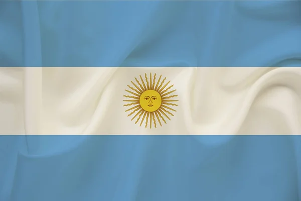 Национальный флаг Аргентины на тонком шелке с ветровыми складками, концепция путешествий, иммиграция, политика — стоковое фото