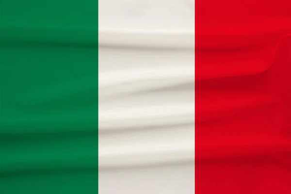 Η εθνική σημαία της χώρας της Ιταλίας σε απαλό μετάξι με πτυχές του ανέμου, ταξίδια έννοια, μετανάστευση, πολιτική, αντίγραφο χώρου, κοντινό-up — Φωτογραφία Αρχείου