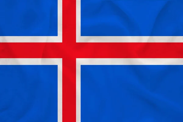 Drapeau national du pays iceland sur soie délicate avec des plis du vent, concept de voyage, immigration, politique, espace de copie, gros plan — Photo