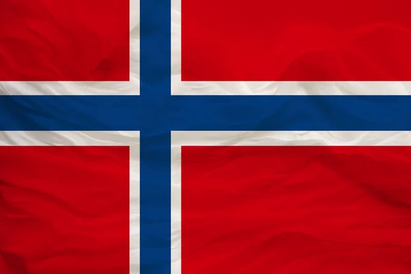 Bandera nacional del país Noruega sobre suave seda con pliegues de viento, concepto de viaje, inmigración, política — Foto de Stock