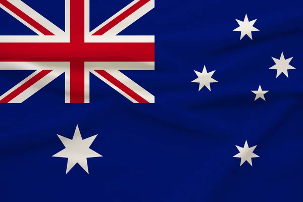 La bandera nacional del país de Australia en suave seda con pliegues del viento, el concepto de viaje, inmigración, política, espacio de copia, primer plano — Foto de Stock