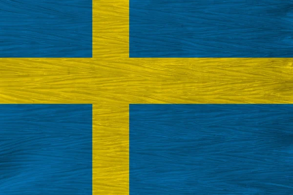 Hermosa bandera de seda de Suecia con pliegues suaves en el viento — Foto de Stock