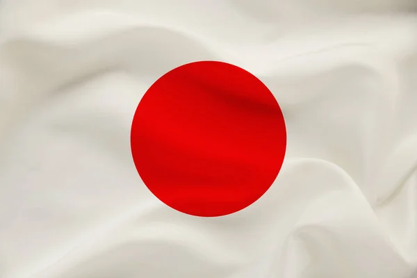 Bandeira nacional do país japão em seda suave com dobras de vento, conceito de viagem, imigração, política, espaço de cópia, close-up — Fotografia de Stock