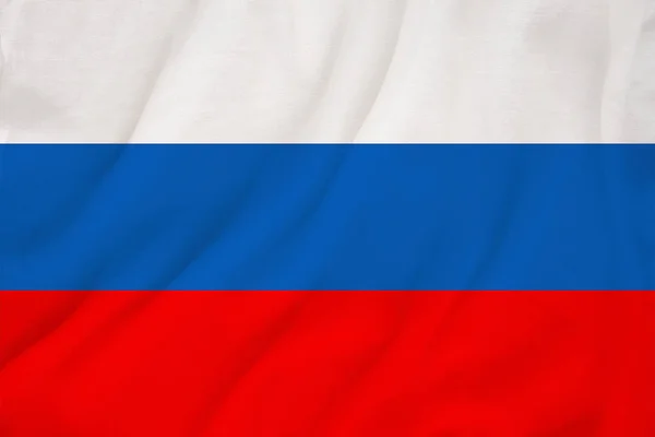 Bandera nacional del país Rusia en suave seda con pliegues de viento, concepto de viaje, inmigración, política — Foto de Stock