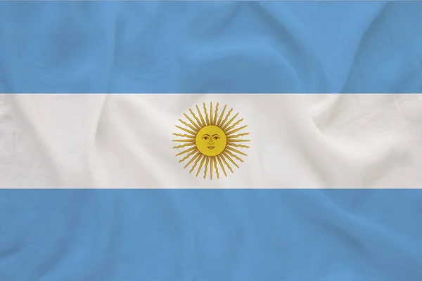 National flag of Argentina on delicate silk with wind folds, travel concept, immigration, politics — Stock Photo, Image