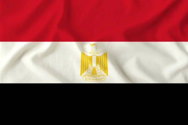 Bandiera nazionale del paese Egitto su seta dolce con pieghe del vento, concetto di viaggio, immigrazione, politica, spazio copia, primo piano — Foto Stock