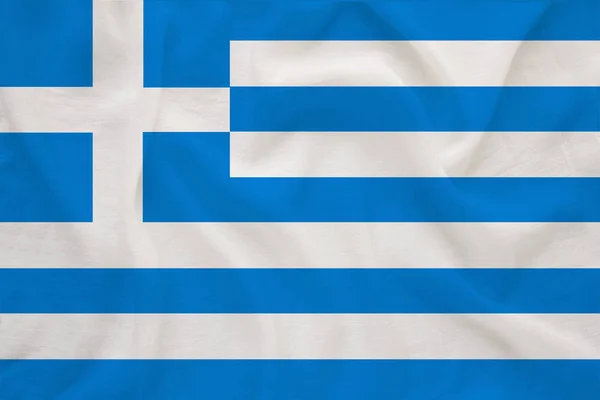 Drapeau national du pays Grèce sur soie délicate avec plis du vent, concept de voyage, immigration, politique, espace de copie, gros plan — Photo