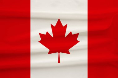 Rüzgar kıvrımları, seyahat konsepti, göç, siyaset ile nazik ipek Kanada ulusal bayrağı