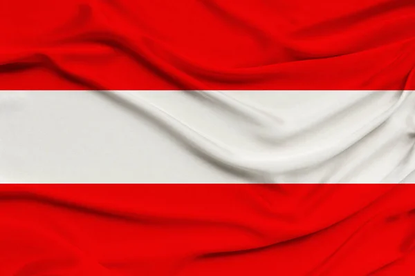 Bandera nacional de Austria sobre seda delicada con pliegues de viento, concepto de viaje, inmigración, política — Foto de Stock