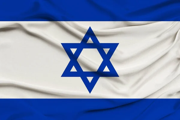 Nationale vlag van het land van Israël op zachte zijde met wind plooien, reizen concept, immigratie, politiek, kopie ruimte, close-up — Stockfoto