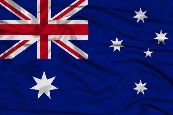 National flag of Australia on delicate silk with wind folds, travel concept, immigration, politics — Stock Photo, Image