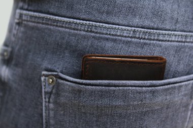 yüksek kaliteli doğal deri arka cep gri kot kahverengi cüzdan