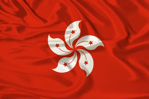 Hermosa foto de la bandera nacional de Macao en delicada seda brillante con cortinas suaves, el concepto de poder estatal, la vida en el país, horizontal, primer plano, espacio de copia — Foto de Stock