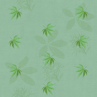 bitki elemanları ile yeşil dokusal arka plan üzerinde tekrarlayan esrar yaprakları bir desen ile sorunsuz doku, narkotik maddelerin yasallaştırılması kavramı, kare