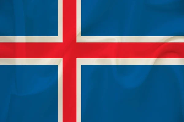 National flag of the country iceland on delicate silk with creases from the wind, concept of travel, immigration, politics, copy space, close-up — Stock Photo, Image