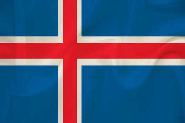 Drapeau national du pays iceland sur soie délicate avec des plis du vent, concept de voyage, immigration, politique, espace de copie, gros plan — Photo