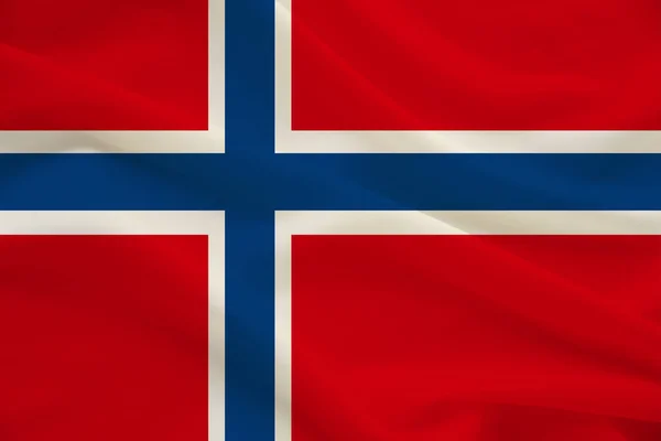 Bandera nacional del país Noruega sobre suave seda con pliegues de viento, concepto de viaje, inmigración, política —  Fotos de Stock