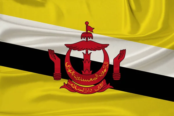 Narin parlak ipek brunei devletinin ulusal bayrak, ülke nüfusunun kavramı, birlik, yatay, yakın çekim, kopya alanı — Stok fotoğraf