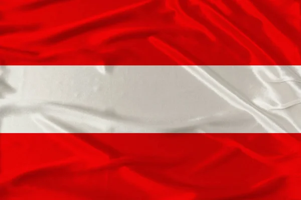 Bandera nacional de Austria sobre seda delicada con pliegues de viento, concepto de viaje, inmigración, política — Foto de Stock