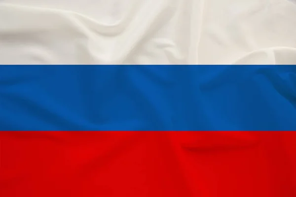 Bandera nacional del país Rusia en suave seda con pliegues de viento, concepto de viaje, inmigración, política —  Fotos de Stock