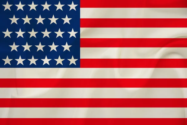 Nationale vlag van de VS land op zachte zijde met wind plooien, reizen concept, immigratie, politiek — Stockfoto