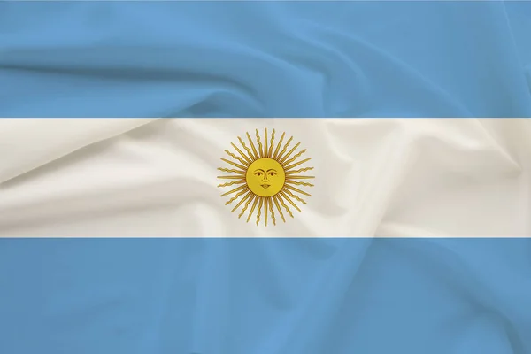 Argentinische Nationalflagge auf zarter Seide mit Windfalten, Reisekonzept, Einwanderung, Politik — Stockfoto