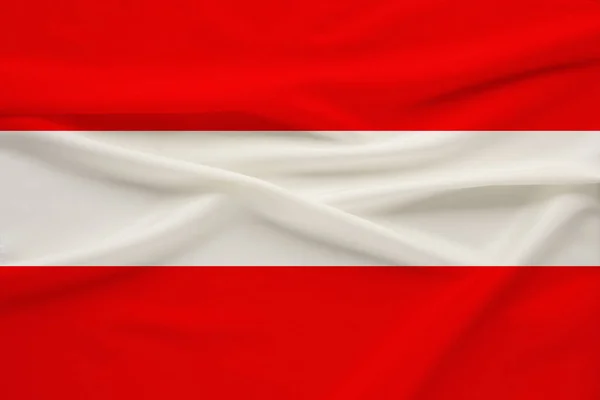 Bandera nacional de Austria sobre seda delicada con pliegues de viento, concepto de viaje, inmigración, política — Foto de Stock