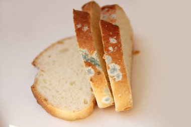 beyaz ekmek, somun, dilimlenmiş, küflü