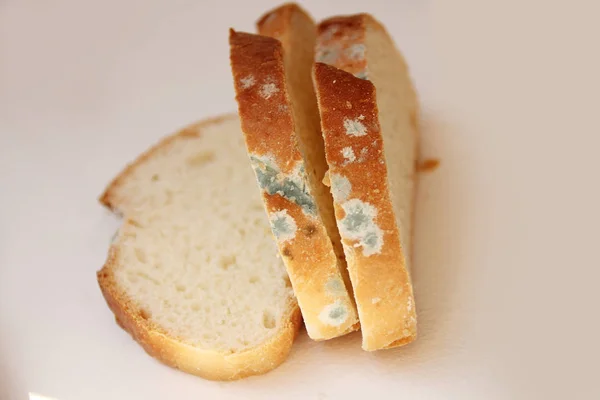 Fehér kenyér, kenyeret, szeletelt, penészes — Stock Fotó