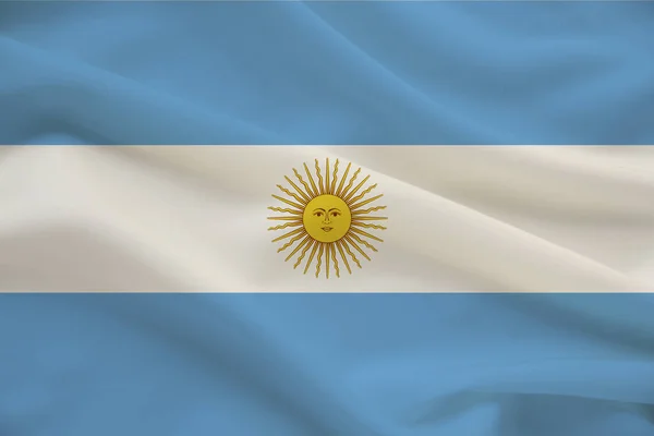 Argentinische Nationalflagge auf zarter Seide mit Windfalten, Reisekonzept, Einwanderung, Politik — Stockfoto