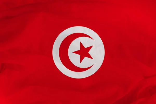 National flag of Tunisia, a symbol of tourism, immigration, political asylum — Stock Photo, Image