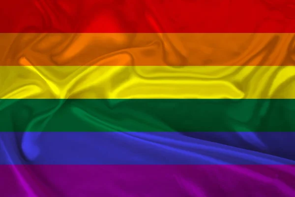 Bandera arco iris LGBT, Bandera del Orgullo, Bandera de la Libertad - el símbolo internacional de la comunidad lesbiana, gay, bisexual y transgénero, el concepto del movimiento de derechos humanos — Foto de Stock
