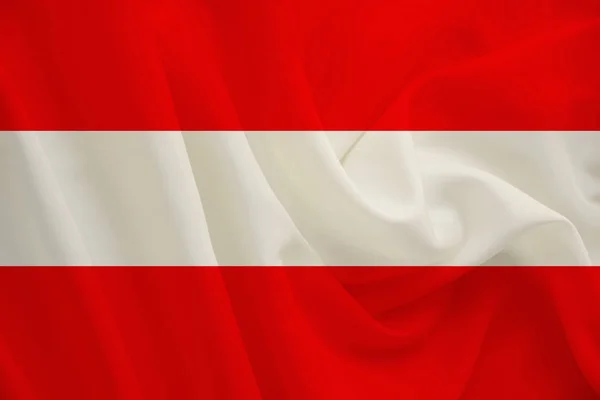 奥地利国旗上精致的丝绸与风折，旅行概念，移民，政治 — 图库照片