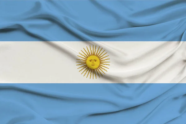 Argentinische Nationalflagge auf zarter Seide mit Windfalten, Reisekonzept, Einwanderung, Politik — Stockfoto