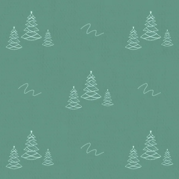 Delicate tekening van veel witte kerstbomen gemaakt van sneeuwvlokken en stippen, mooie digitale graphics, een blanco voor de ontwerper, een patroon voor stof, behang, cadeaupapier, kopieerruimte — Stockfoto