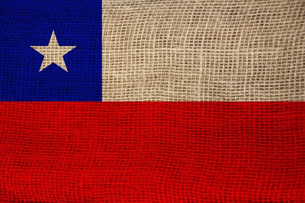 Foto da bela bandeira nacional colorida do estado moderno do Chile em tecido texturizado, conceito de turismo, economia e política, close-up — Fotografia de Stock