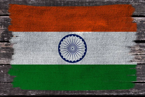 Foto der schönen farbigen Nationalflagge des modernen Staates Indien auf texturiertem Stoff, Konzept Tourismus, Wirtschaft und Politik, Nahaufnahme — Stockfoto