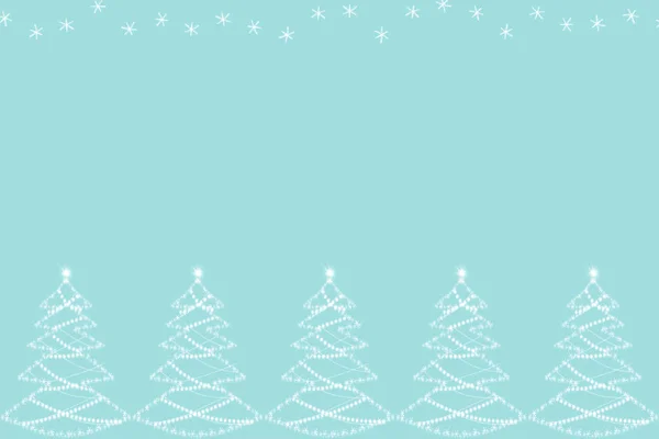 Delicate tekening van veel witte kerstbomen gemaakt van sneeuwvlokken en stippen, mooie digitale graphics, een blanco voor de ontwerper, een patroon voor stof, behang, cadeaupapier, kopieerruimte — Stockfoto