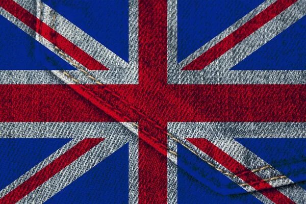 Φωτογραφία της όμορφης χρωματισμένης εθνικής σημαίας του σύγχρονου κράτους της Μεγάλης Βρετανίας σε υφασμένο ύφασμα, έννοια του τουρισμού, της οικονομίας και της πολιτικής, close-up — Φωτογραφία Αρχείου