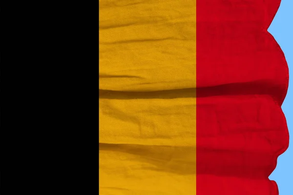 Photograph of the beautiful colored national flag of the modern state of Germany on textured fabric, concept of tourism, economics and politics — Stock Photo, Image