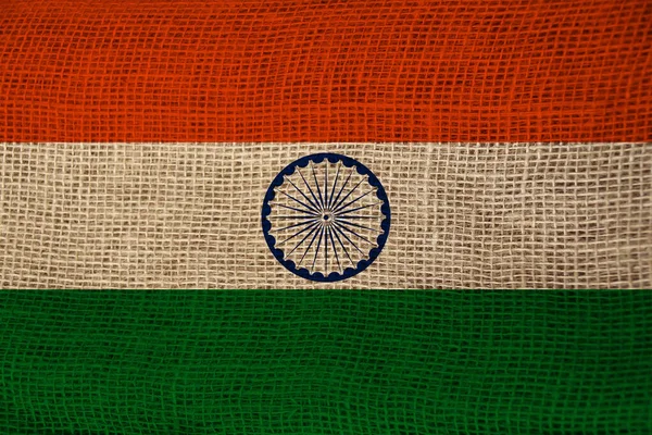 Hermosa bandera nacional de color del estado de la India en tela texturizada, concepto de turismo, economía y política, primer plano —  Fotos de Stock