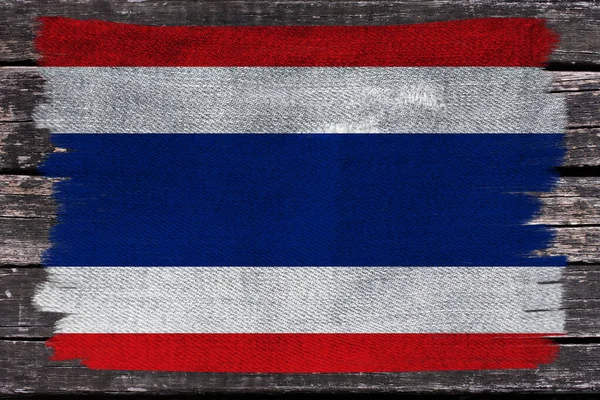 Foto de la hermosa bandera nacional de color del estado moderno de Tailandia en tela texturizada, concepto de turismo, emigración, economía y política, primer plano —  Fotos de Stock