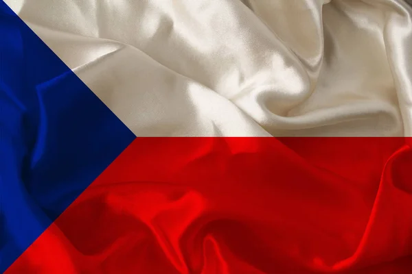 Фото чудового кольору національного прапора сучасної Чеської Республіки про текстуровану тканину, концепцію туризму, економіки та політики. — стокове фото