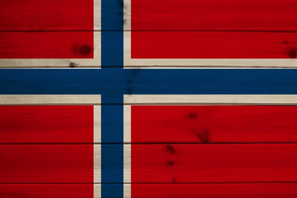 Bela foto da bandeira nacional colorida do estado moderno da Noruega em tecido texturizado, conceito de turismo, emigração, economia e política, close-up — Fotografia de Stock