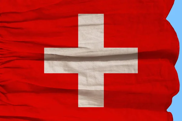 瑞士现代国家美丽的彩色国旗在纹理结构、旅游概念、移民、经济和政治、特写等方面的照片 — 图库照片