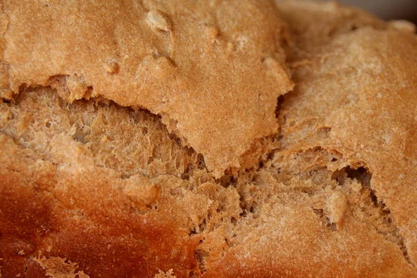 Belo Pão Caseiro Recém Assado Com Uma Crosta Dourada Close — Fotografia de Stock